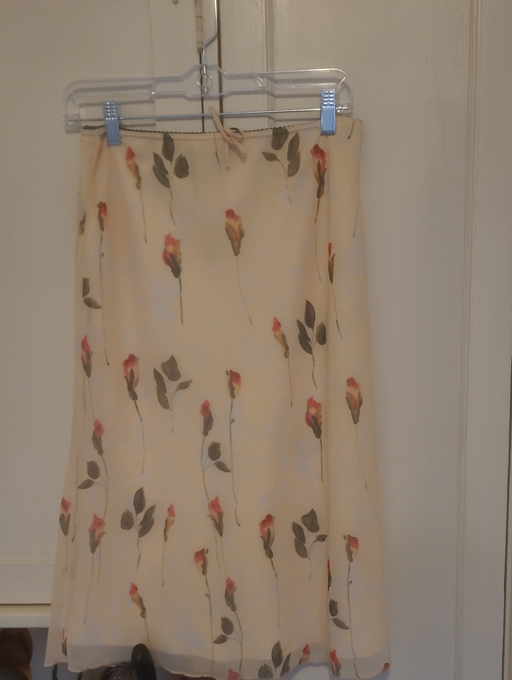 Urban Outfitters Butter Yellow Midi Skirt with Pink and Green Floral Print